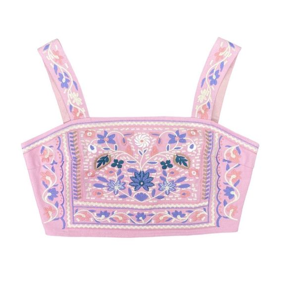 Jacqui E Tops - Jacquie the Label Pink Garcelle Embroidered Crop Top